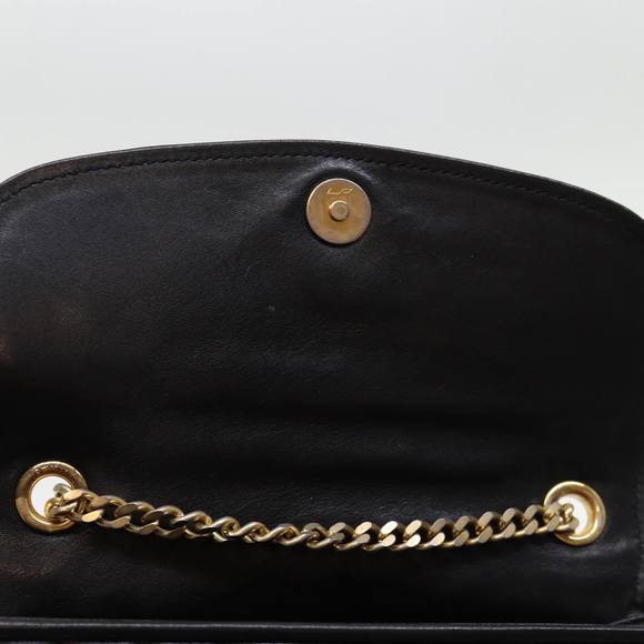 CELINE Chain Shoulder Bag Leather Black Auth 75054 - Picture 9 of 16